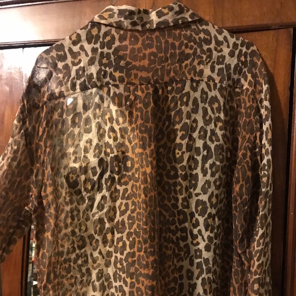 Equipment sheer silk leopard blouse long sleeve - Picture 3 of 4